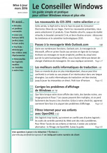 Le Conseiller Windows mars 2016