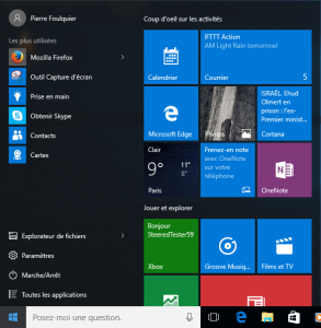 Windows 10 : Les tuiles du menu Démarrer